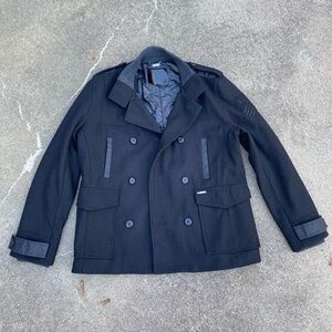 Guess Wool Double Breasted Military Pea Coat Polo Ralph Lauren J Crew Boss CK